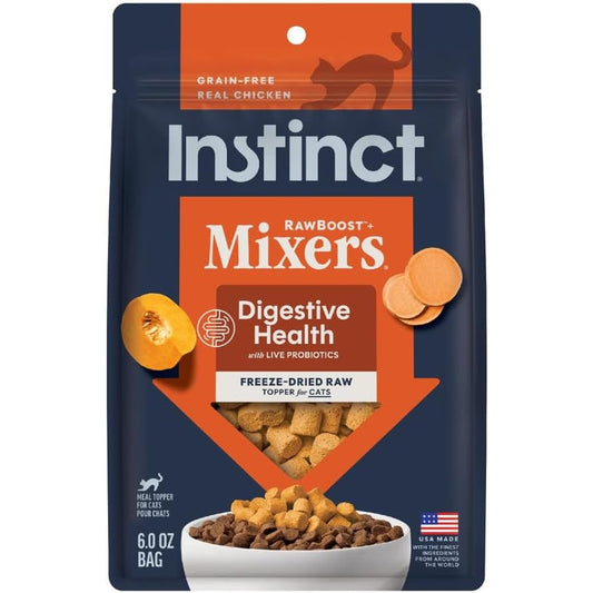Instinct Raw Boost Mixers Grain Free Freeze Dried Chicken Recipe Digestive Health Cat Food Topper 5.5 Ounce Bag