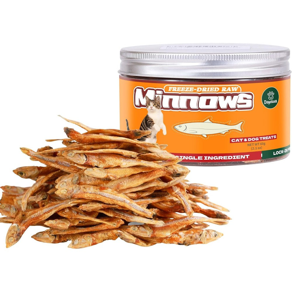Dayoluva Freeze Dried Minnows For Dogs And Cats Single Ingredient Human Grade Fish Treats Wild Caught High Protein 2.1 Ounces