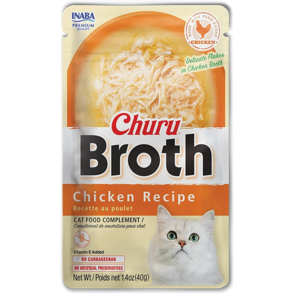 Inaba Churu Broth For Cats Side Dish Pouch Chicken Recipe 1.4 Ounces 24 Pouches Pack