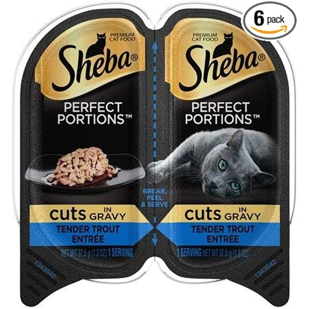 Sheba Perfect Portions Cuts In Gravy Tender Trout Entree Wet Cat Food 6 Pack 12 Individual Servings