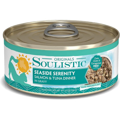 Soulistic Originals Seaside Serenity Salmon And Tuna Dinner In Gravy Wet Cat Food 5.5 Ounce Can Pack Of 8