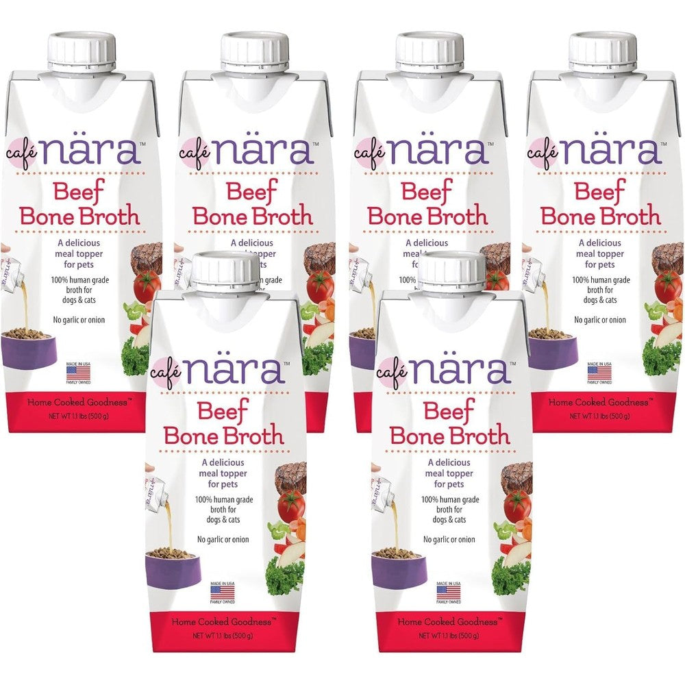 Cafe Nara Grain Free Beef Bone Broth Wet Food Topper For Dogs And Cats 1.1 Pounds Pack Of 6 Natural Hydration Support