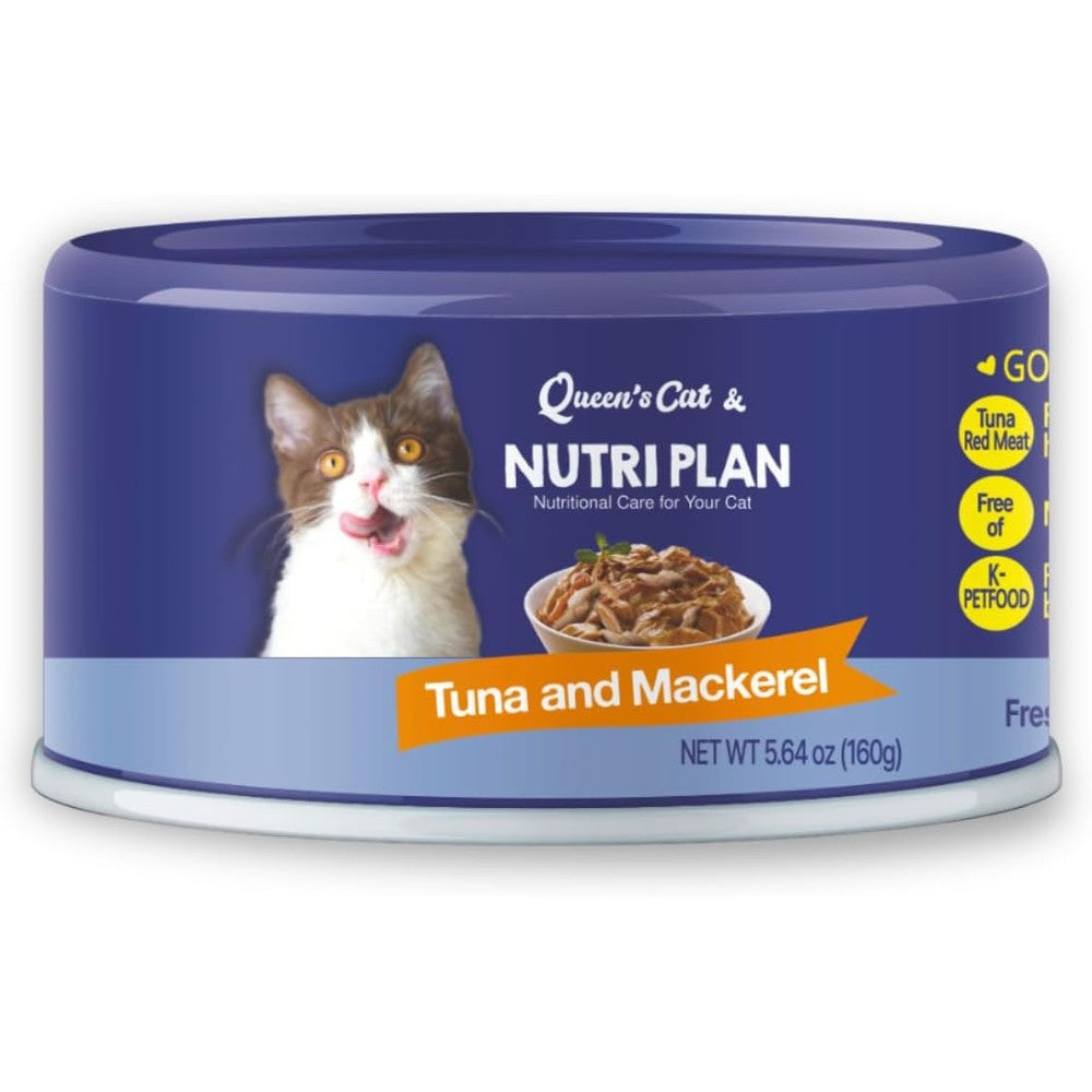 Queen's Cat & Nutri Plan Wet Cat Food Gourmet Tuna And Mackerel Meat Recipe 5.64 Fluid Ounce Cans Pack Of 24