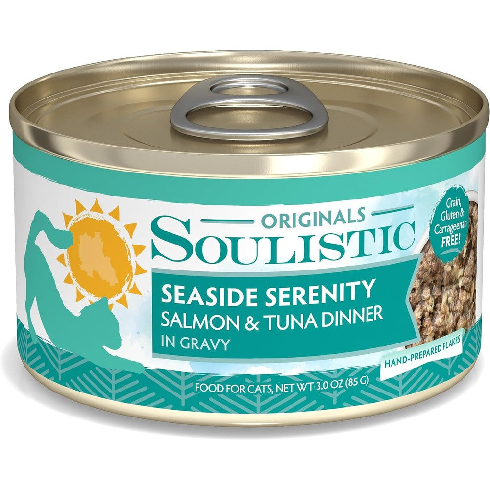 Soulistic Originals Seaside Serenity Salmon And Tuna Dinner In Gravy Wet Cat Food 3 Ounce Can Pack Of 12