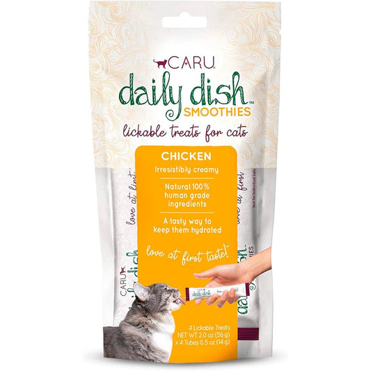 Caru Daily Dish Chicken Smoothies Lickable Cat Treat Supports Hydration Human Grade Ingredients 0.5 Ounce 4 Tubes