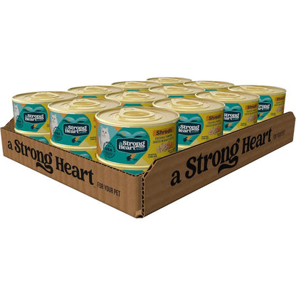 Strong Heart Wet Cat Food Chicken And Pumpkin Shreds In Gravy Made In The USA 3 Ounce Can Pack Of 24