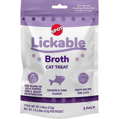 Spot Lickable Broth Cat Treats Salmon And Tuna Flavor Vitamin Enriched Hydrating Cat Treat Topper 3 Pack