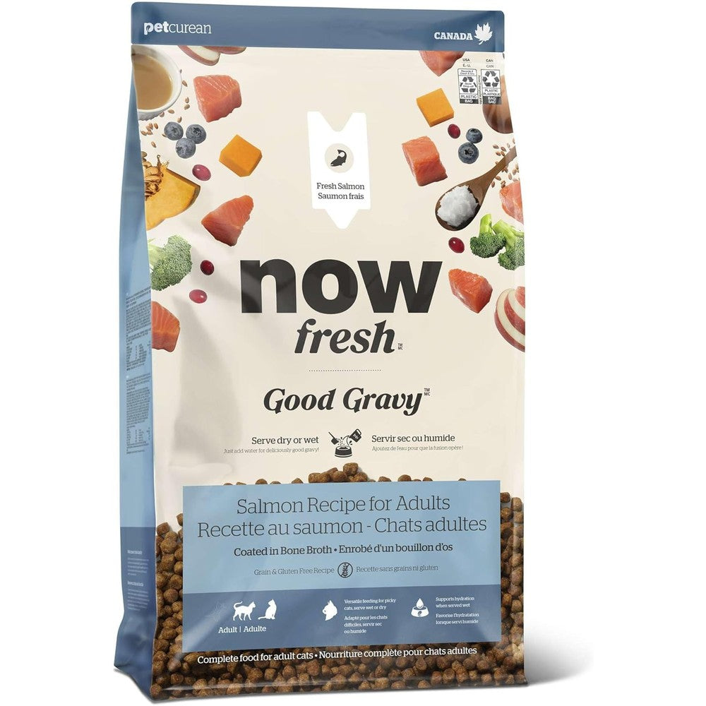 Now Fresh Good Gravy Adult Dry Cat Food Salmon Recipe Grain Free Bone Broth Coated Kibble 3 Pound Bag