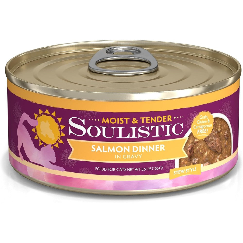Soulistic Moist And Tender Salmon Dinner In Gravy Wet Cat Food 5.5 Ounce Can Pack Of 8
