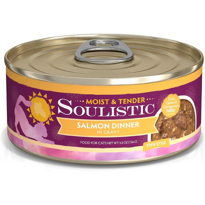 Soulistic Moist And Tender Salmon Dinner In Gravy Wet Cat Food 5.5 Ounce Can Pack Of 8