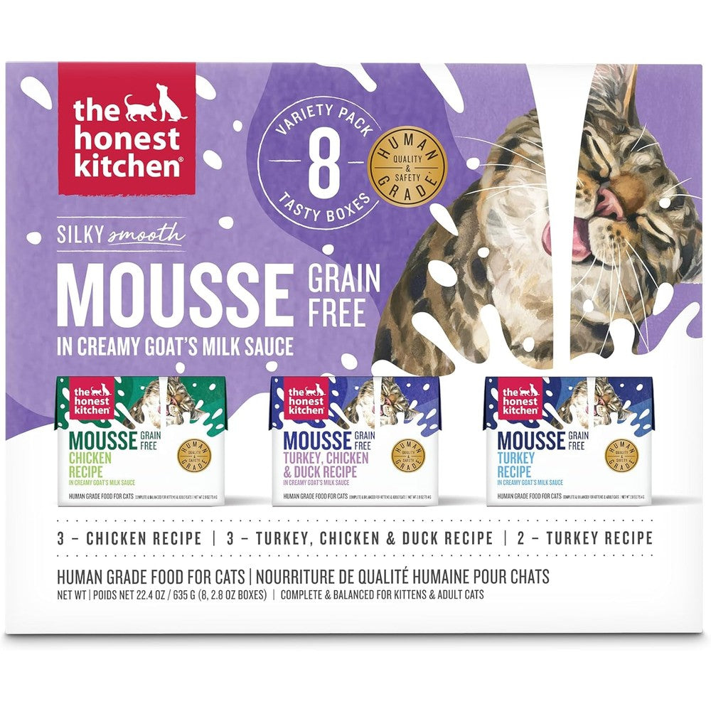 The Honest Kitchen Human Grade Cat Grain Free Mousse In Goat Milk Variety Pack 2.8 Ounces 8 Count