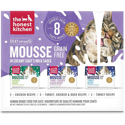 The Honest Kitchen Human Grade Cat Grain Free Mousse In Goat Milk Variety Pack 2.8 Ounces 8 Count