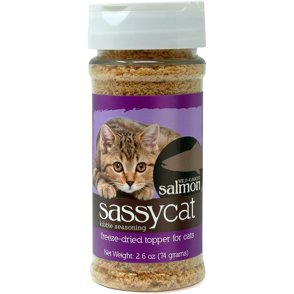 Herbsmith Sassy Cat Kibble Seasoning Freeze Dried Salmon Cat Food Topper For Picky Eaters 2.6 Ounces