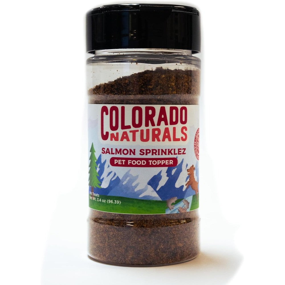 Colorado Naturals Wild Alaskan Salmon Sprinklez Pet Food Topper 2-Pack For Dogs And Cats 3.4 Ounce Jars