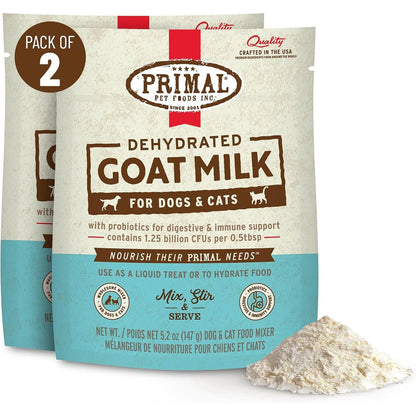 Primal Goat Milk Powder For Dogs And Cats Shelf Stable Food Topper With Probiotics For Digestion And Hydration Original Recipe 5.2 Ounce Pack Of Two