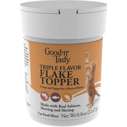 Good 'N' Tasty Triple Flavor Flake Topper And Treat For Cats Made With Alaskan Salmon Herring And Shrimp 0.8 Ounces