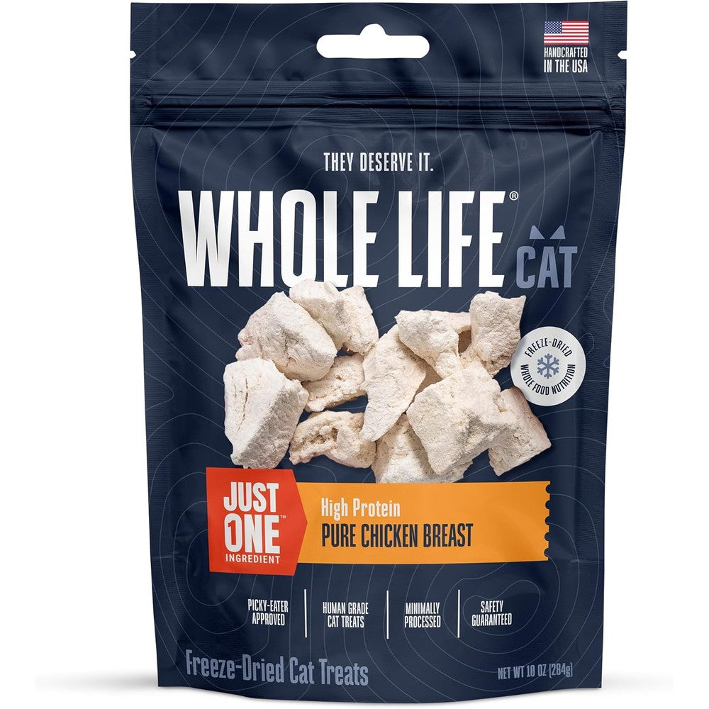 Whole Life Pet Just One Chicken Freeze Dried Cat Treats Human Grade High Protein Food Topper 10 Ounces Pack Of 1