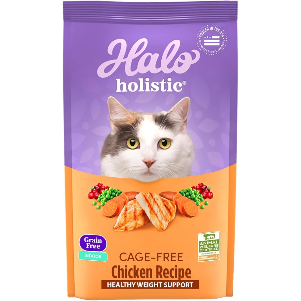 Halo Holistic Cage Free Chicken Recipe Grain Free Healthy Weight Dry Cat Food 48 Ounce