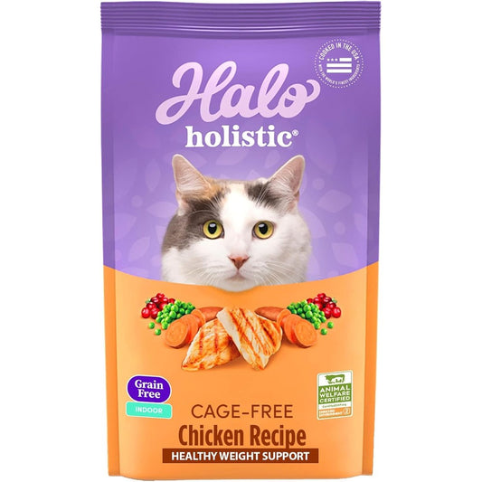 Halo Holistic Cage Free Chicken Recipe Grain Free Healthy Weight Dry Cat Food 48 Ounce