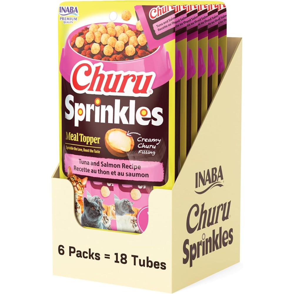 Inaba Churu Sprinkles Soft And Chewy Cat Treat Meal Topper Tuna And Salmon Recipe 1.05 Ounce 18 Packs