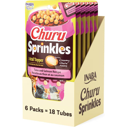 Inaba Churu Sprinkles Soft And Chewy Cat Treat Meal Topper Tuna And Salmon Recipe 1.05 Ounce 18 Packs