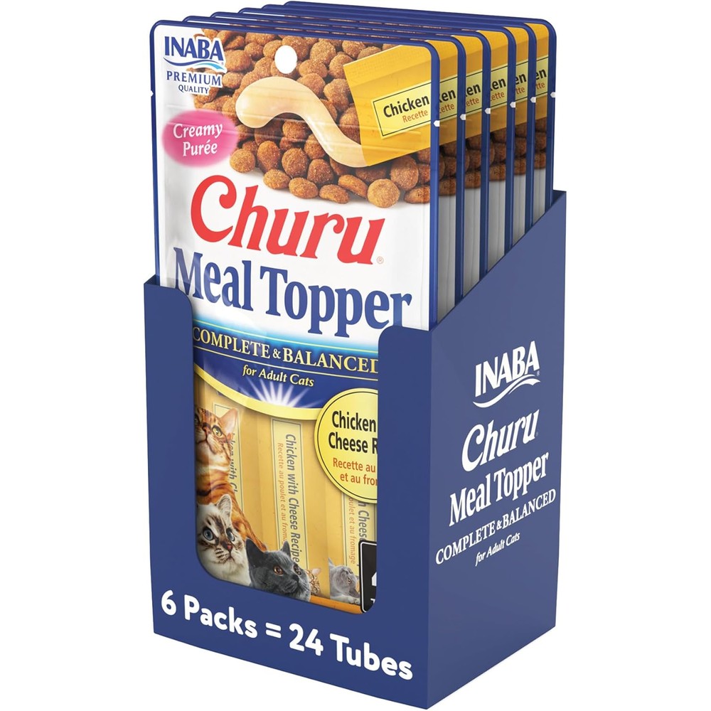 Inaba Churu Meal Topper For Cats Complete And Balanced Creamy Lickable Puree Chicken With Cheese Recipe 0.5 Ounce Tube 24 Tubes