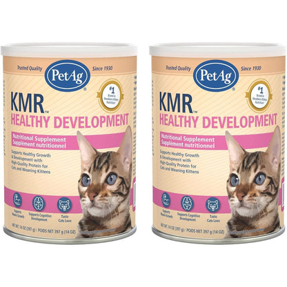 PetAg KMR Healthy Development Nutritional Supplement For Cats And Weaning Kittens 14 Ounce Pack Of 2