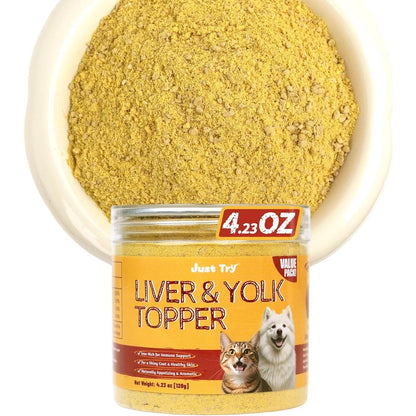 Just Try Cat And Dog Food Toppers With Chicken Liver And Freeze Dried Egg Yolk For Picky Eaters Iron Support Grain Free 4.23 Ounce