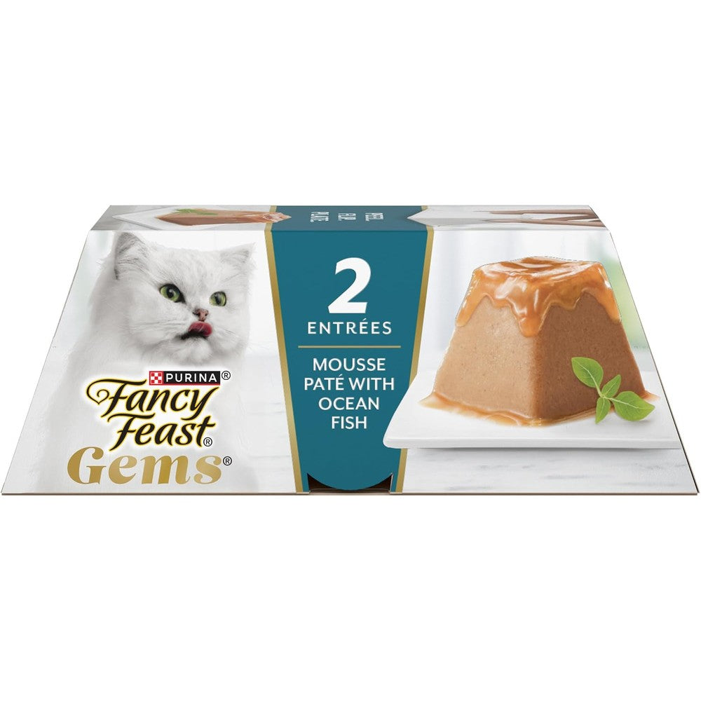 Purina Fancy Feast Gems Ocean Fish Mousse Pate With Savory Gravy Wet Cat Food 4 Ounce Pack Of 8