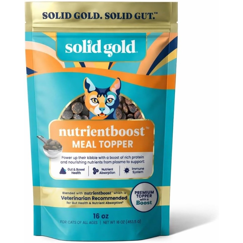 Solid Gold NutrientBoost Cat Food Topper High Protein Digestive Health Supplement For Cats Of All Ages 16 Ounce Bag