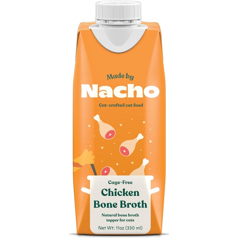 Made By Nacho Bone Broth Cat Food Topper For Hydration And Picky Eaters Chicken Flavor 11 Ounce Carton