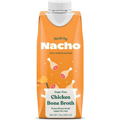 Made By Nacho Bone Broth Cat Food Topper For Hydration And Picky Eaters Chicken Flavor 11 Ounce Carton