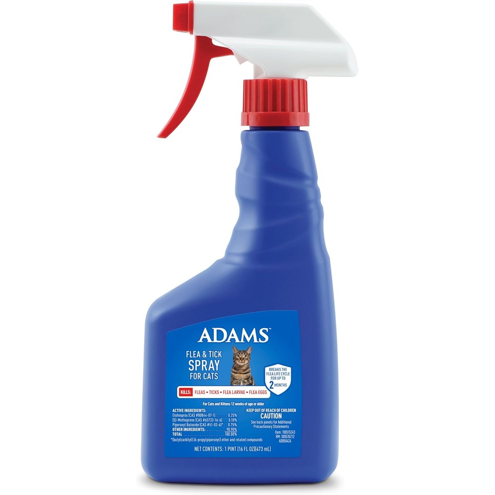 Adams Flea and Tick Spray for Cats 16 Ounces front view bottle