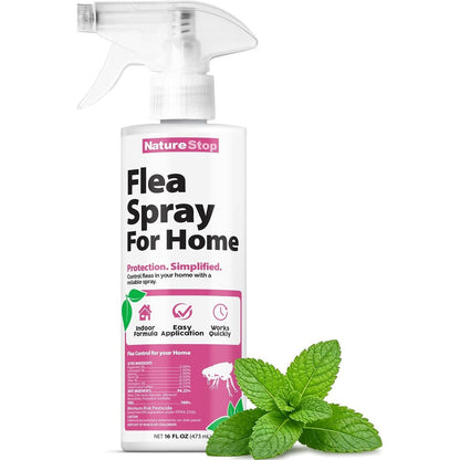 NatureStop Flea Spray for Home sixteen ounce bottle front view indoor pest control