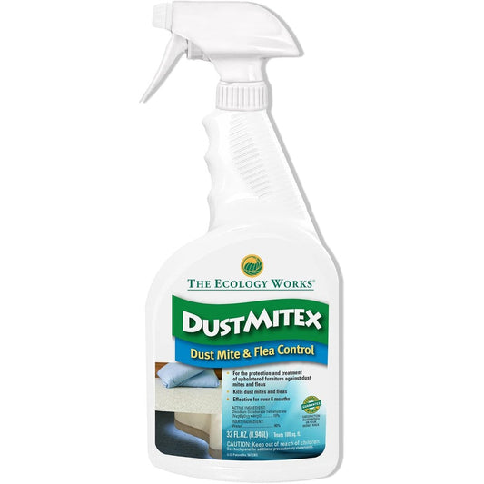 The Ecology Works DustMiteX spray bottle front view for home allergy relief