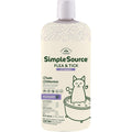 SimpleSource Flea and Tick Shampoo for Cats 12 Ounce front view bottle showing plant-powered formula text.