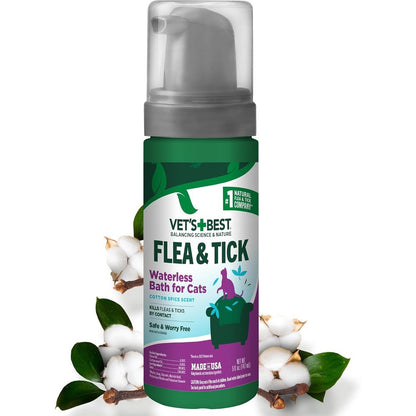 Vet's Best Natural Waterless Flea and Tick Bath for Cats front view bottle