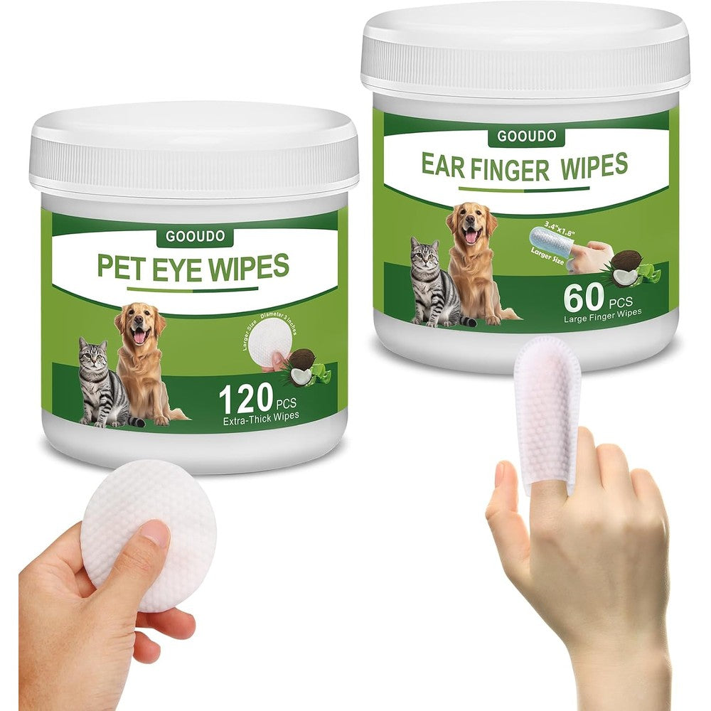 DOGBAR dog eye and ear wipes combo pack front view showcasing product containers