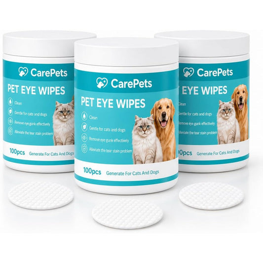 CarePets eye wipes front view packaging jar
