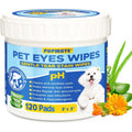 Pupmate Pet Eye Wipes front view of container showing one hundred twenty count label