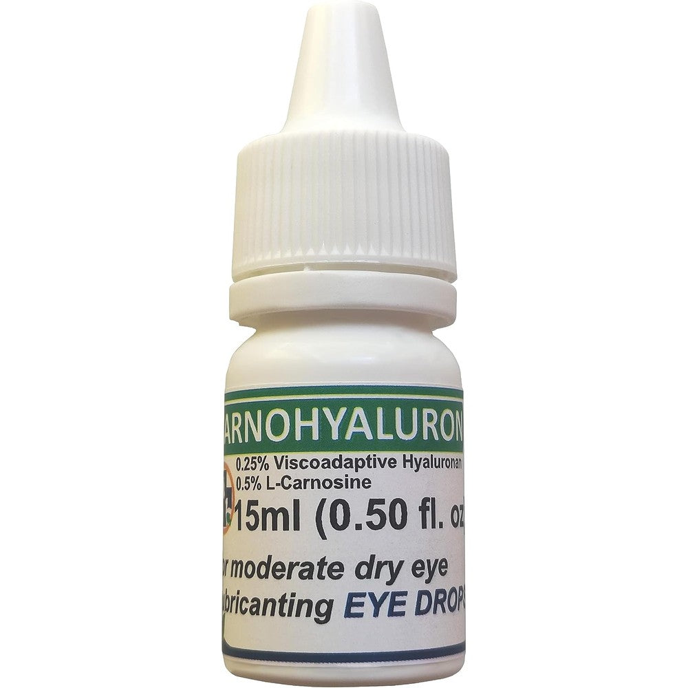 Handmade Carnohyaluron Lubricating Gel Eye Drops 15ml front view showing authentic USA pet packaging