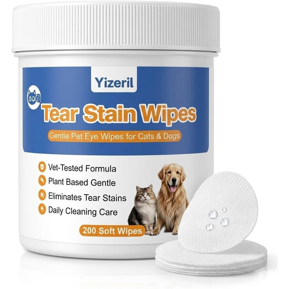 MYEBONG Dog Eye Wipes 200 Count front view container for pet tear stain removal