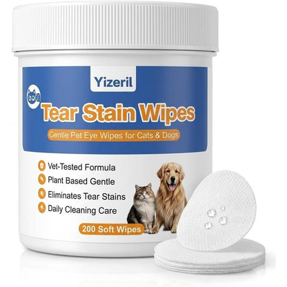 MYEBONG Dog Eye Wipes 200 Count front view container for pet tear stain removal