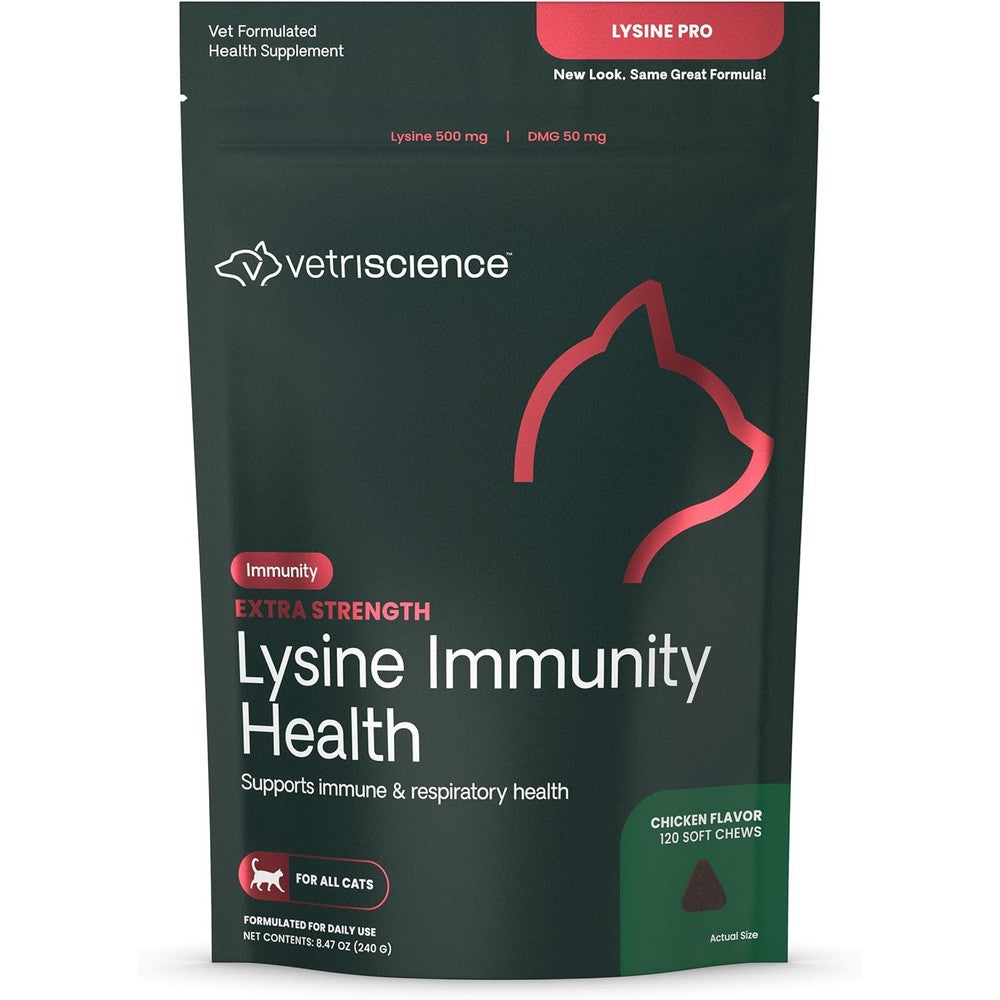 VetriScience Extra Strength Lysine Immunity Health Chews front view packaging