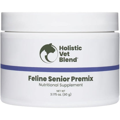 Holistic Vet Blend Feline Senior Blend Powder front view jar for aging cat nutrition.