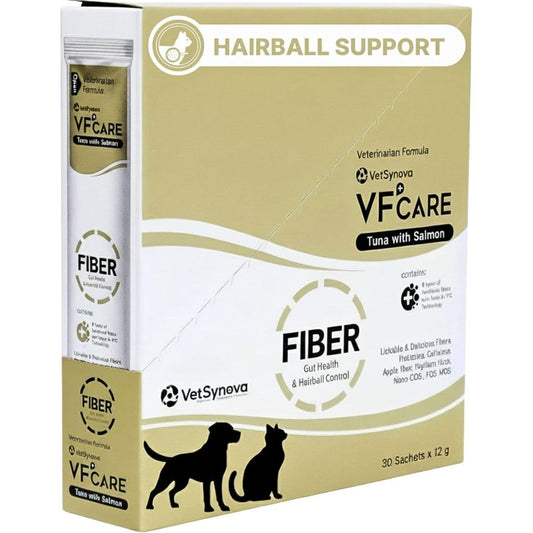 Vfcare Fiber for Cats and Dogs packaging front view showing premium pet digestive supplement