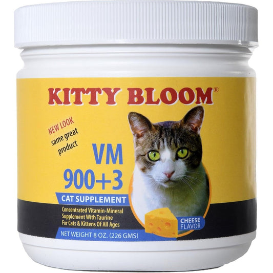 Kitty Bloom VM900 Plus 3 concentrated cat supplement 8 ounce front view packaging