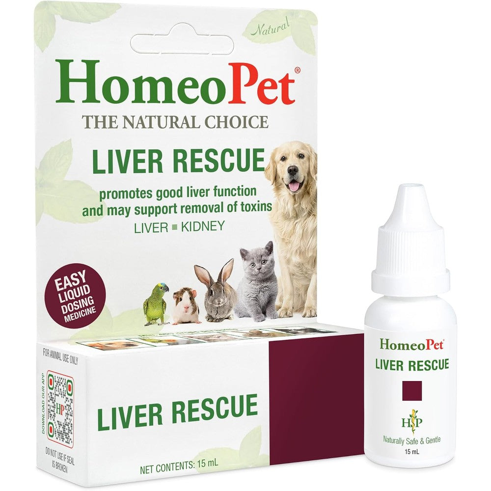 HomeoPet Liver Rescue supplement front view for natural pet detoxification support
