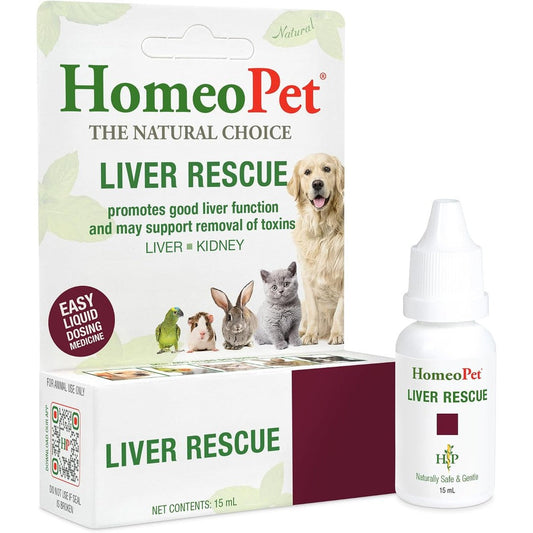 HomeoPet Liver Rescue supplement front view for natural pet detoxification support