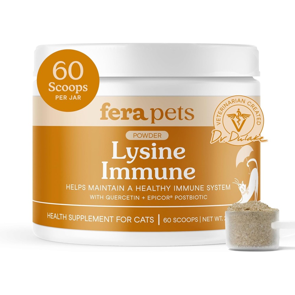 Fera Pets Lysine Powder for Cats front view immune support supplement jar